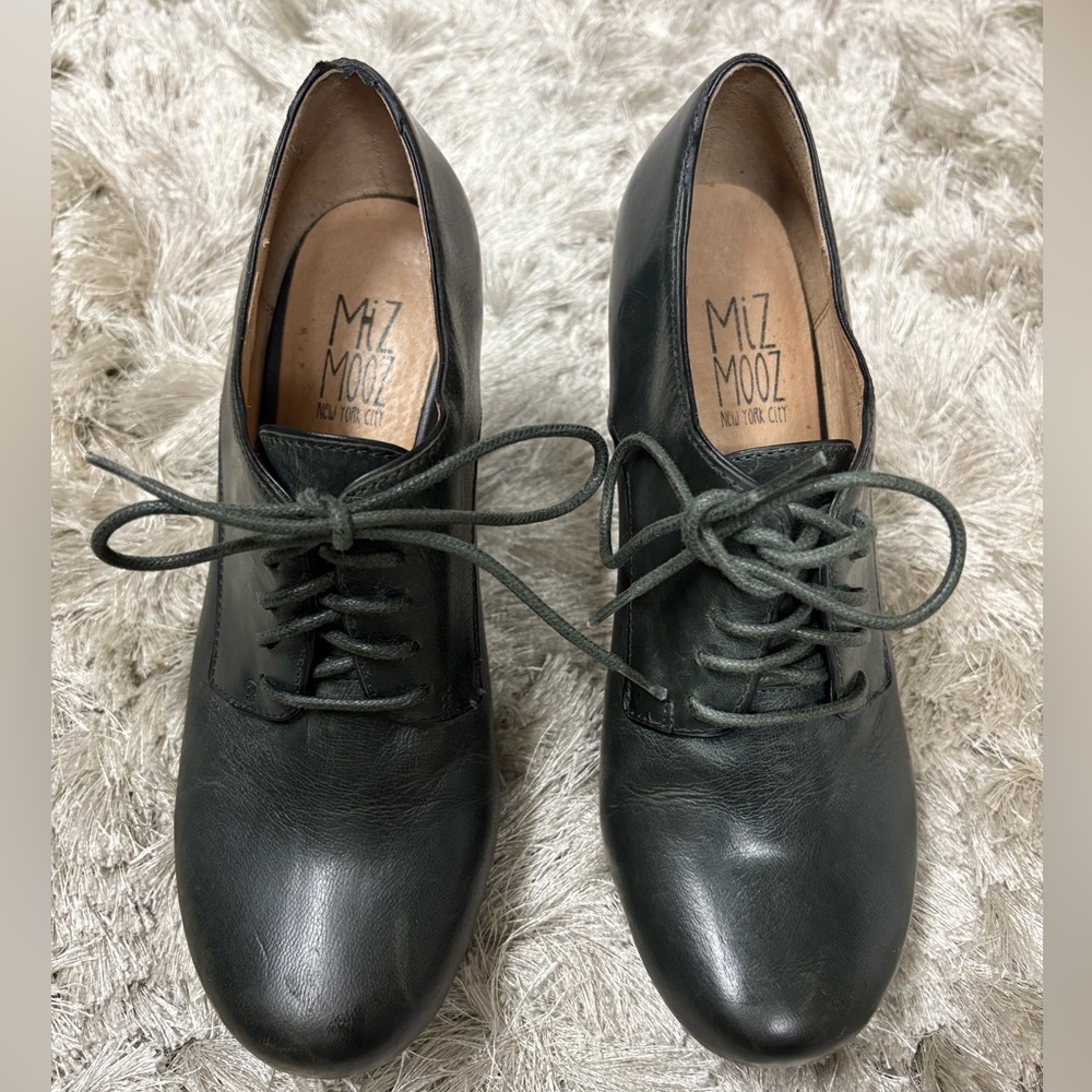Miz Mooz Dark Leather Lace-Up Oxfords